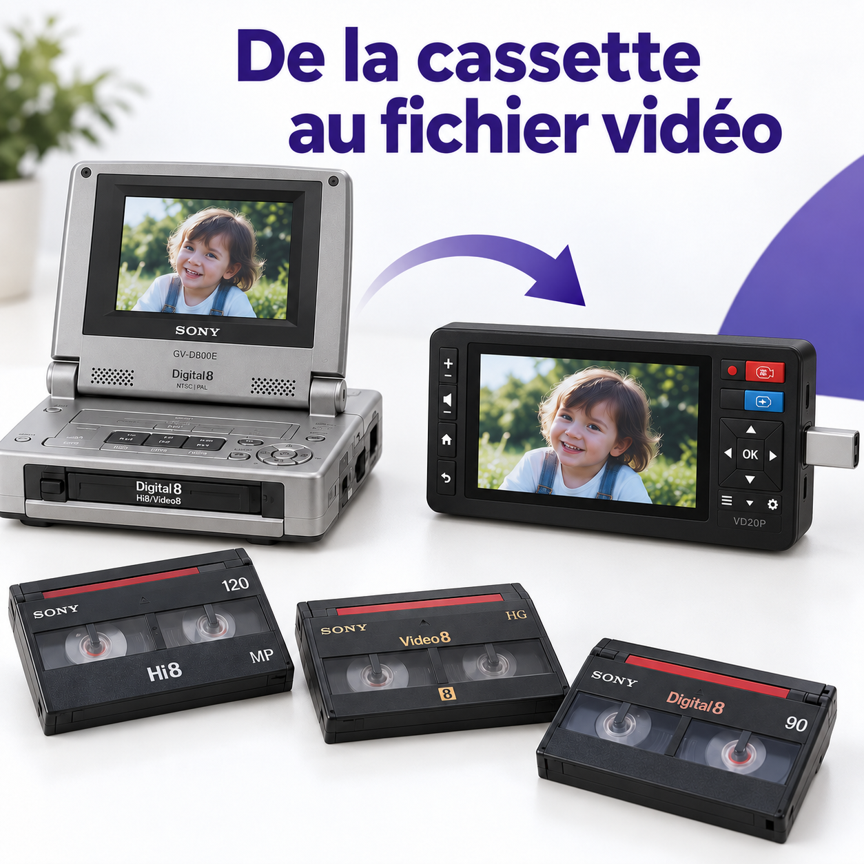 Location Pack numérisation Hi8 Sony GV-D800E Portta VD20P - Pixloc