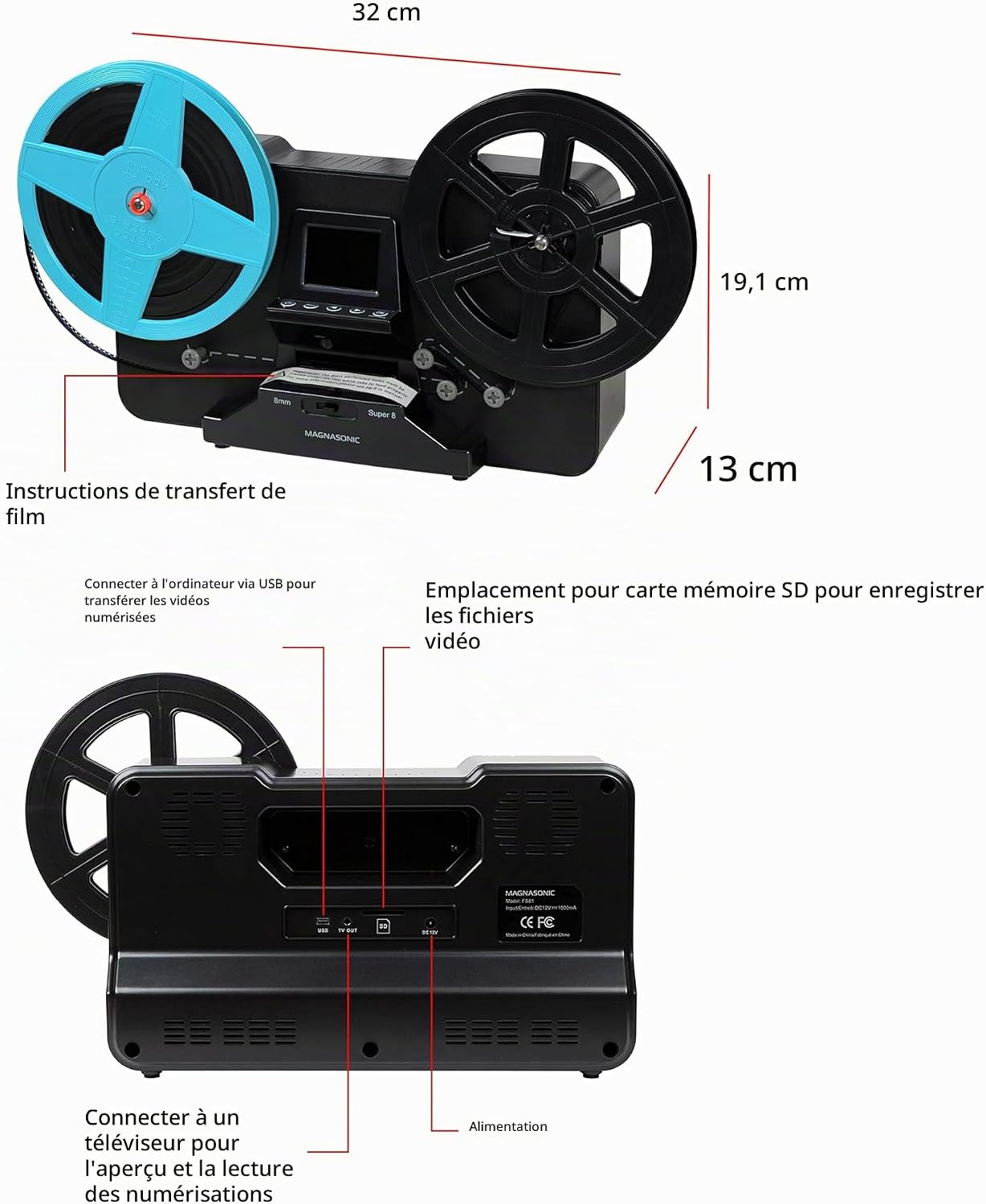 Location Scanner Super 8 / 8 mm Magnasonic FS81 - Pixloc